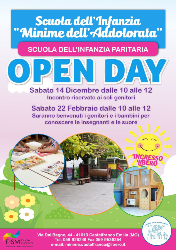 open day scuola dell infanzia minime addolorata 